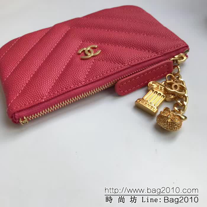 CHANEL香奈兒 頂級原單 18年早春新款系列 零錢包 顆粒壓花牛皮 神廟貓頭鷹吊墜 82365  DJC3104